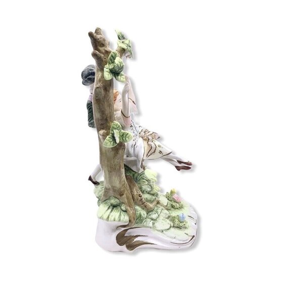 Antique Italian Capodimonte Porcelain Boy Girl on Swing Large Figurine Trademark - Picture 10 of 12